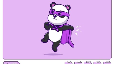 Cute Panda Super Hero Cartoon Vector Icons Illustration. Flat Cartoon Concept