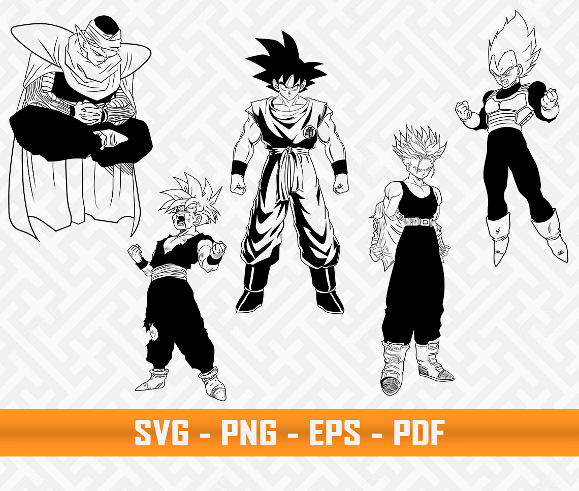 Artstation Anime Svg Files Pack 1 Dbz Svg Goku Vegeta Pikoro