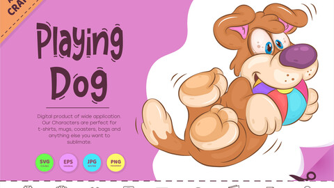 Playing Cartoon Dog. Clipart.