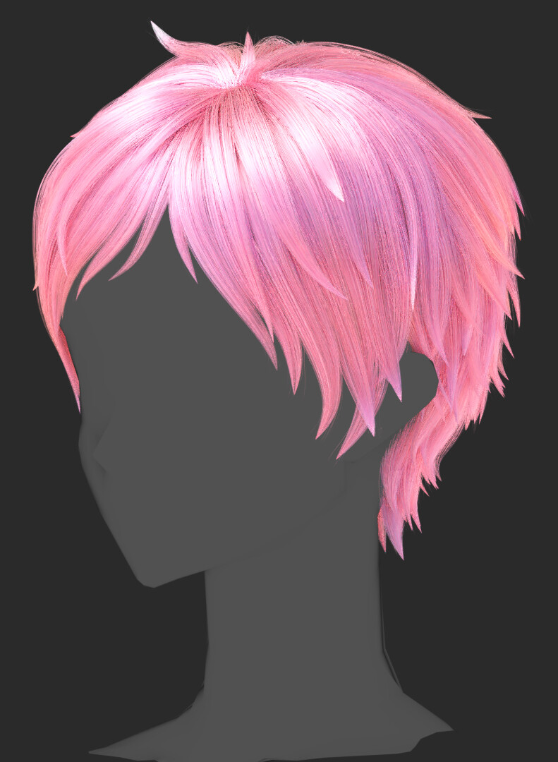 ArtStation - Anime male Short Hair Hairstyle (blender Particle hair ...