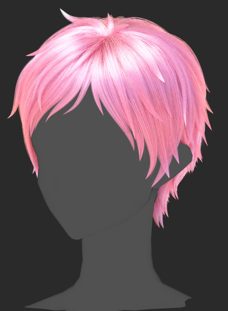 ArtStation - Anime male Short Hair Hairstyle (blender Particle hair ...