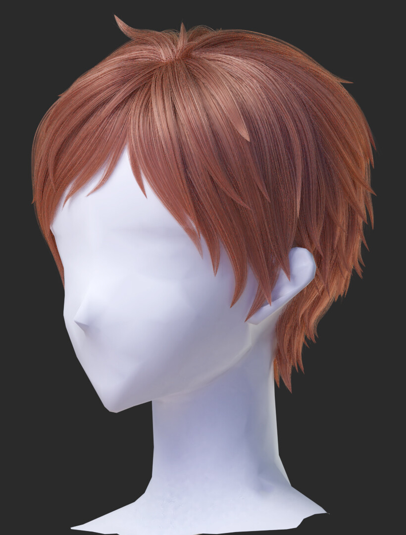 Artstation Anime Male Short Hair Hairstyle Blender Particle Hair