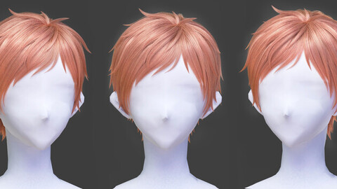 Anime male Short Hair Hairstyle (blender Particle hair system)