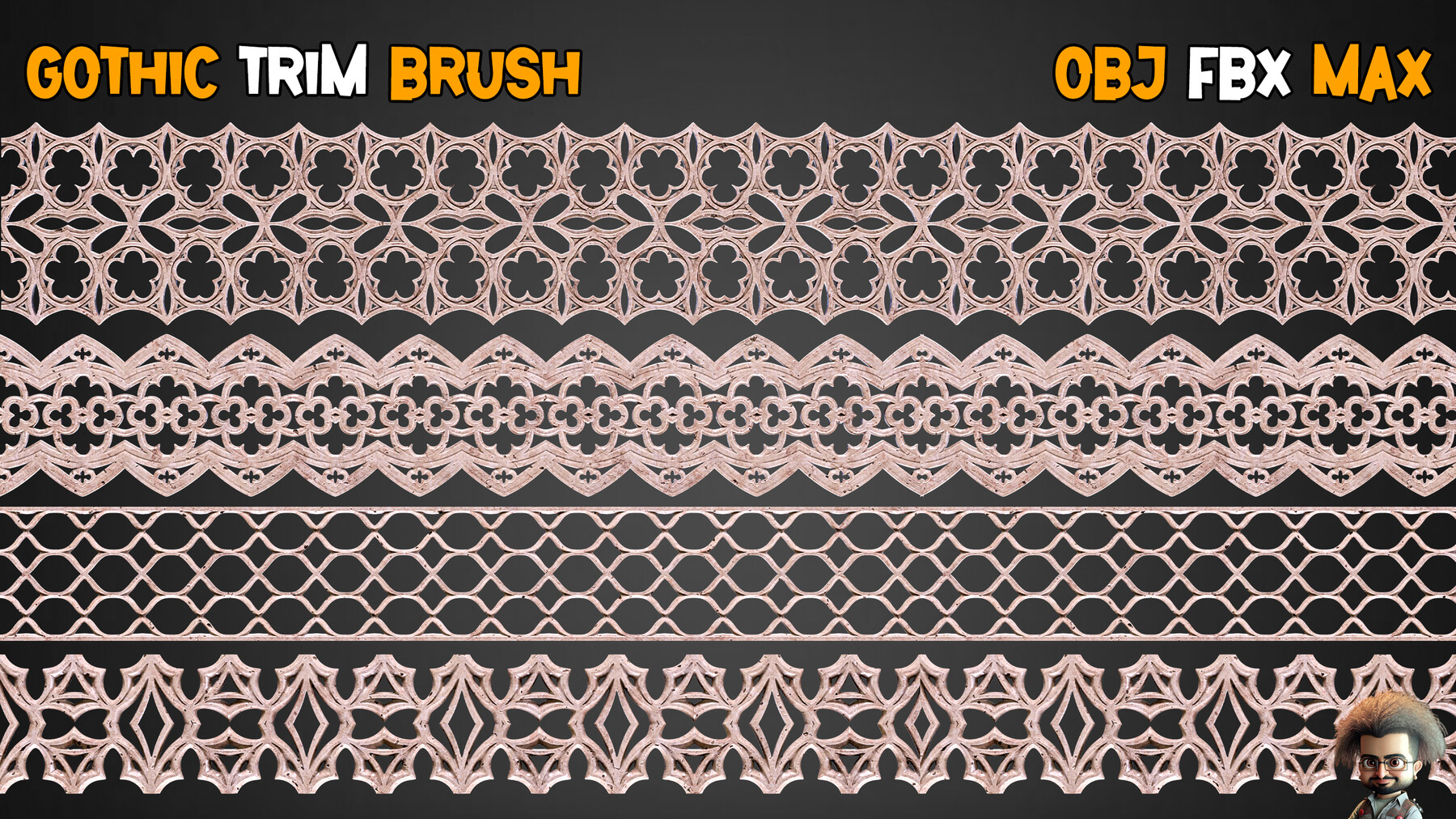 grænse Effektivt symbol ArtStation - 35 Gothic Trim Brushes – Vol 14 | Brushes