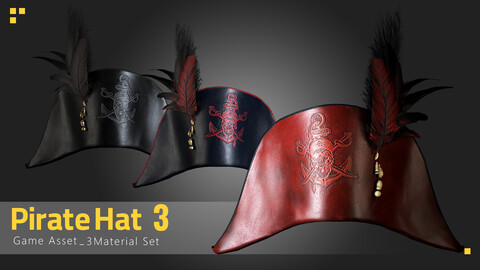 Pirate Hat 3 - Game Asset - 3 Material Set