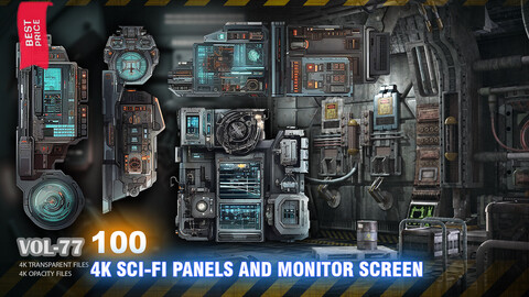 100 4K SCI-FI PANELS AND MONITOR SCREEN (TRANSPARENT & OPACITY) - HIGH END QUALITY - VOL77