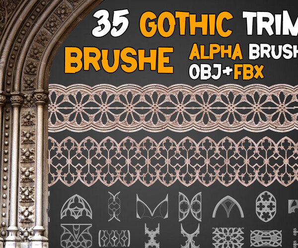grænse Effektivt symbol ArtStation - 35 Gothic Trim Brushes – Vol 14 | Brushes