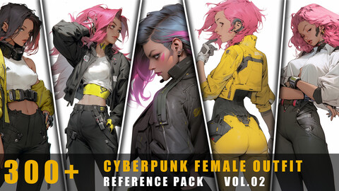 300+ Cyberpunk Female Outfit - References Pack Vol.02