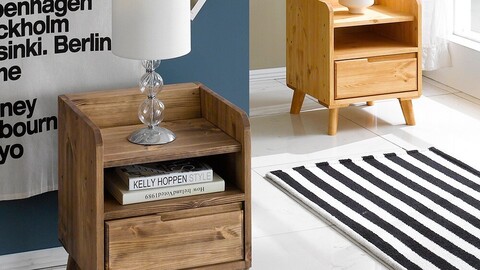 Buffley hardwood smart bedside table