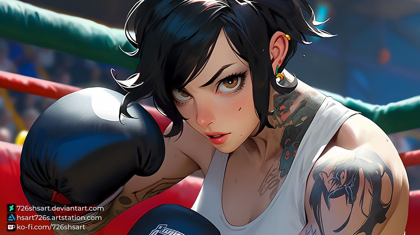 ArtStation - Boxing girl 2 (Image + Prompt) | Artworks