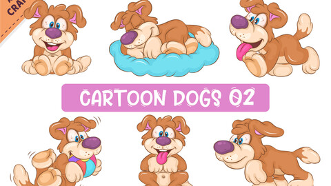 Set of Cartoon Dogs 02. Clipart.