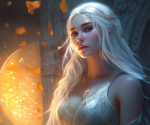 ArtStation - Silver Moon Goddess: A Digital Portrait of a Beautiful ...