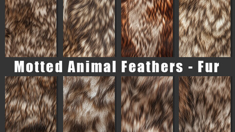 8 Tileable Seamless Natural Motted Animal Fur and Feathers Textures - 1024x1024 px