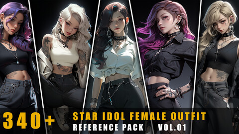 340+ Star Idol Female Outfit - References Pack Vol.01