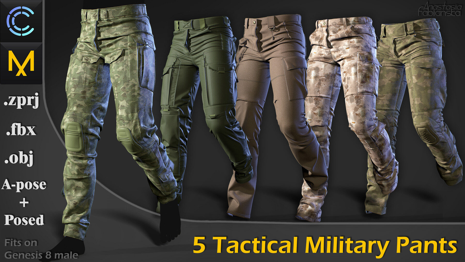 ArtStation - 5 Tactical Military Pants|Marvelous Designer/Clo3D ...