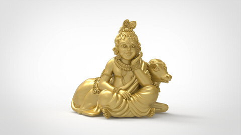 bal krishna with calf 3d file | little krishna | bal gopal | krishna 3dprint file | little krishna with calf | krishna with cow | krishna 3d