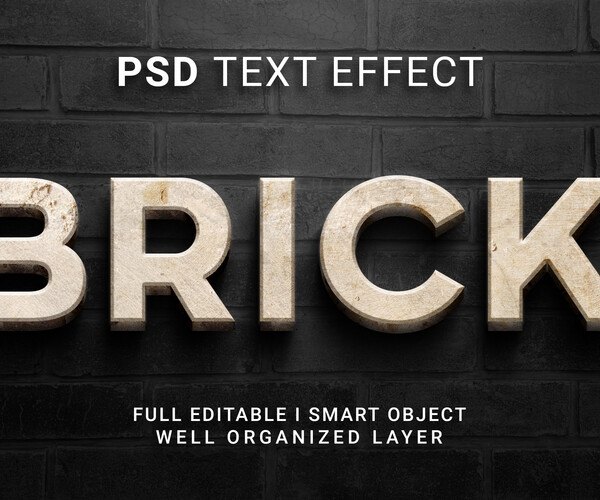 ArtStation - Brick PSD fully editable text effect. Layer style PSD ...