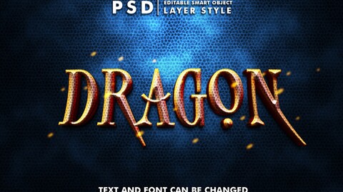 Artstation - 3d Dragon. Psd Fully Editable Text Effect. Layer Style Psd 