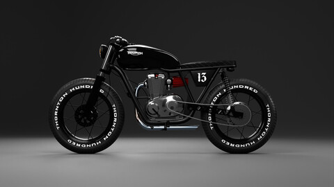 Custom Triumph Cafe Racer 3D Blender File (Textured) + (FBX - OBJ - MTL Files)