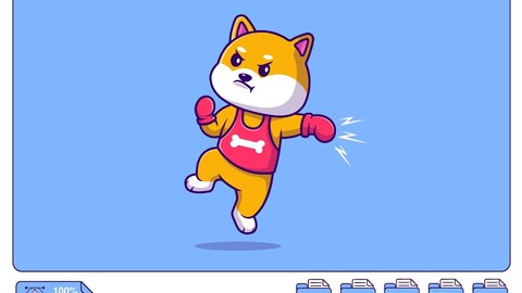 Cute Shiba inu Dog Boxing Cartoon Vector Icons Illustration. Flat Cartoon Concept. Suitable for any creative project.