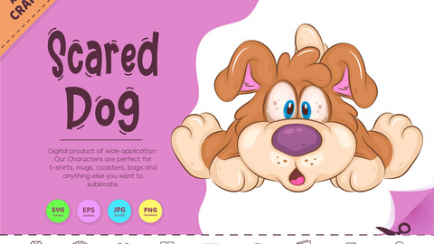 Cartoon Scared Dog. Clipart.