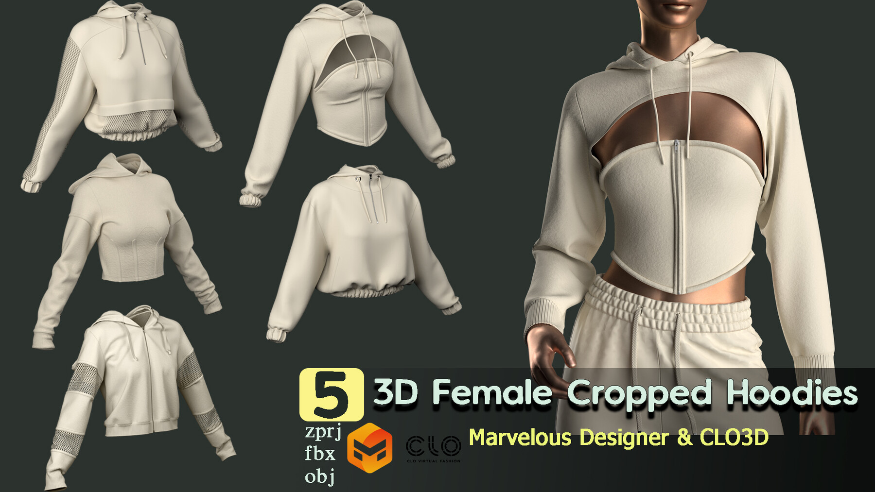 ArtStation - High Crop Hoodie and Jersey Outfit