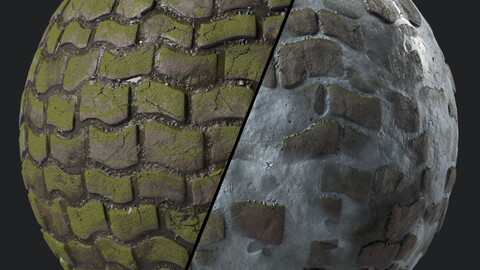 Pavement Materials 40- Stone Paving | Sbsar Pbr 4k Seamless