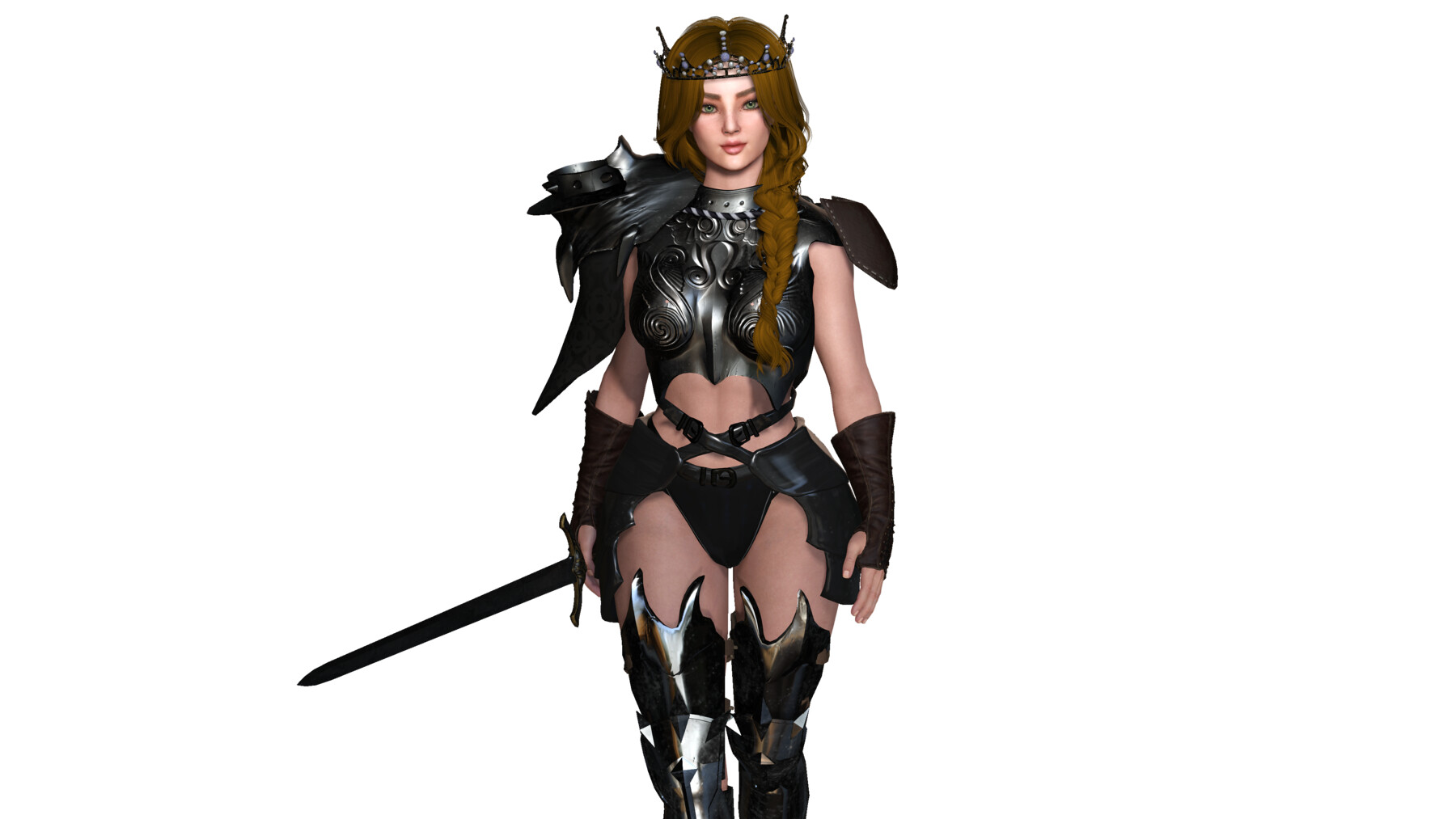 AAA 3D FANTASY FEMALE WARRIOR QUEEN - REALISTIC RIGGED GAME READY CHARACTER