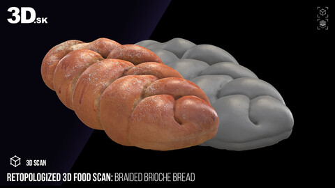 Retopologized 3D Food | Braided Brioche Bread