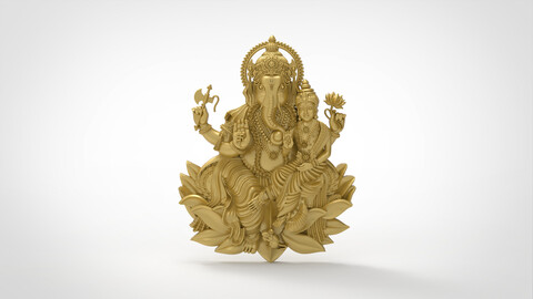 ganesh lakshmi 3dprint model | laxmi ganapathi file | laxmi ganapathy file | lord ganapathy | ganesh | laxmi-ganesh