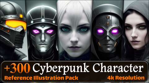 300 Cyberpunk Character (Portrait) Reference Pack | 4K | v.5