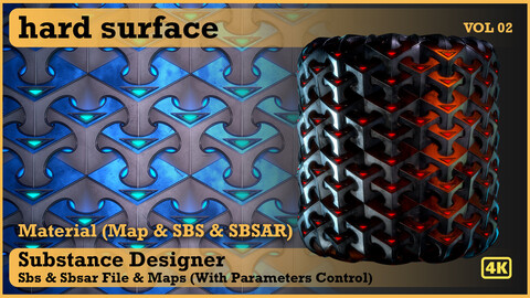 Hard Surface material - VOL 02 - Maps & SBS & SBsar (sci-fi Pattern)