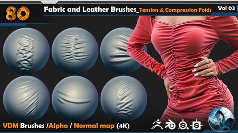 80 Fabric and Leather (VDM) Brushes_Tension & Compression Folds Vol 03