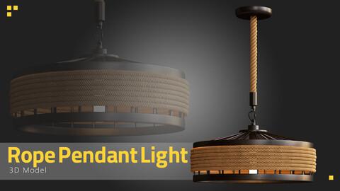 Conical Rope Pendant Light Kit Farmhouse - Free 3D Model