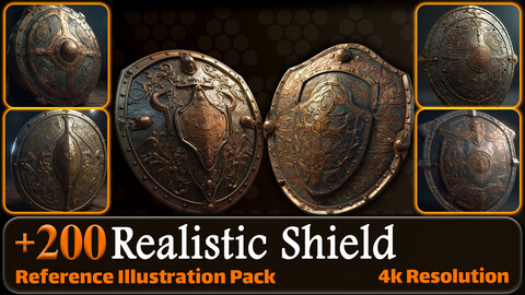 200 Realistic Shield Reference Pack | 4K | v.3