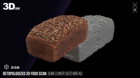 Retopologized 3D Food | Sunflower Seed Bread