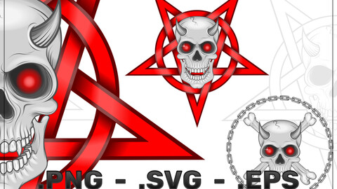 Vector Design Of Skull With Pentagram