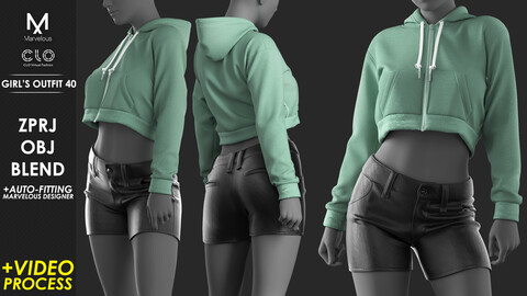 Girl's Outfit 40 - Marvelous / CLO Project file + Video Process