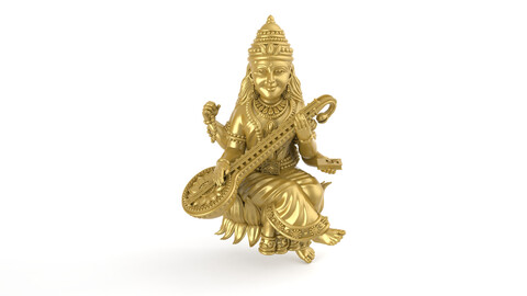 Saraswati mata cad file | goddess saraswati | saraswati 3dprint model file | sarasvati pendant