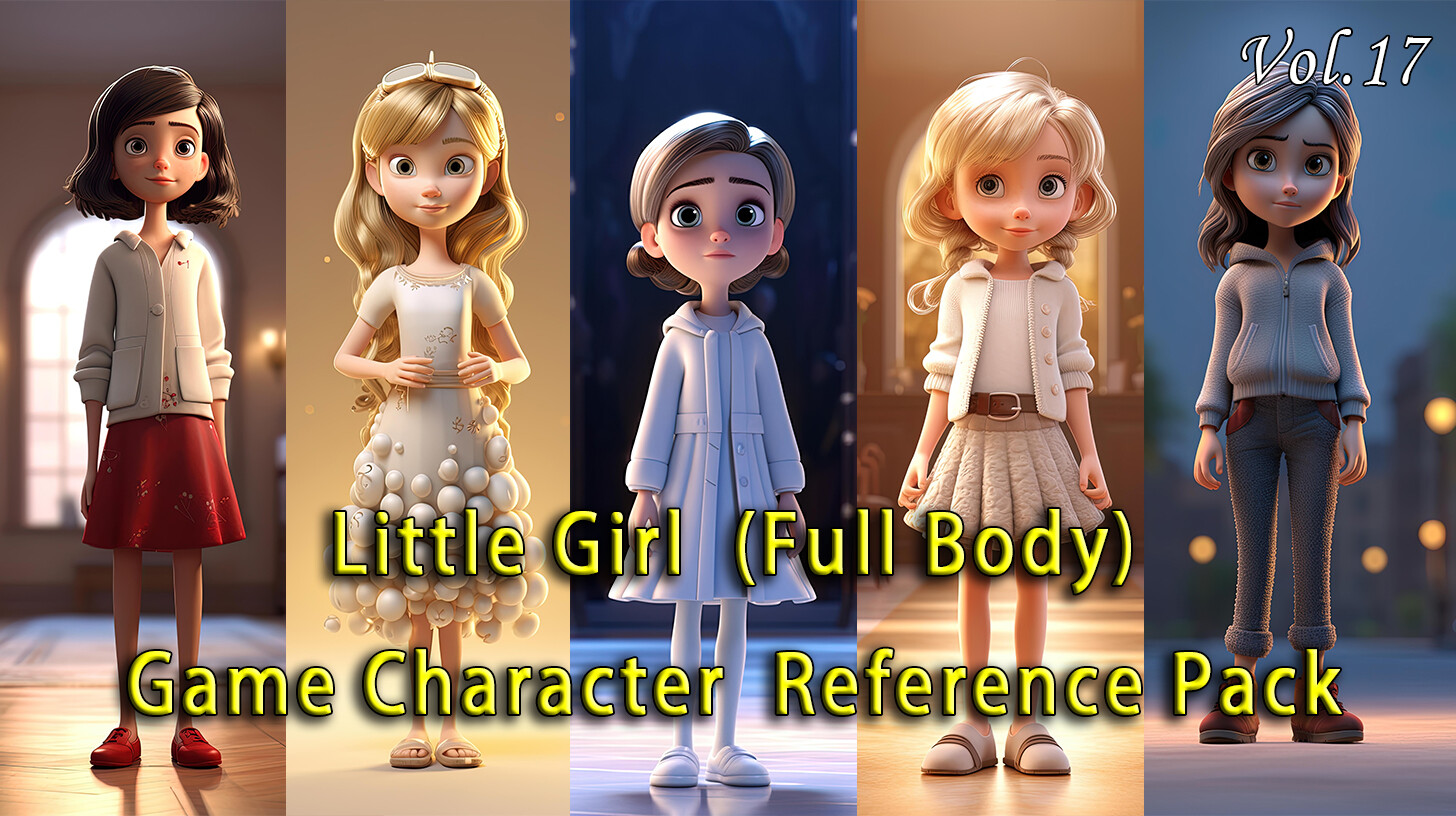 250 Little Girl Game Character (Full Body) Reference Pack α | 4K Vol.017