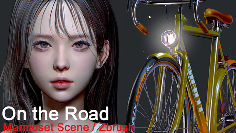 On the Road (girl &  bicycle)-Toolbag Marmoset Scene/ Zbush