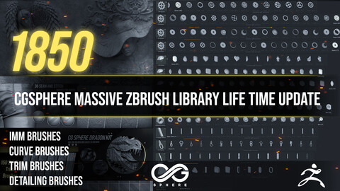 CGSphere Massive Zbrush Library - 1850 Brushes 70% May Sale Discount