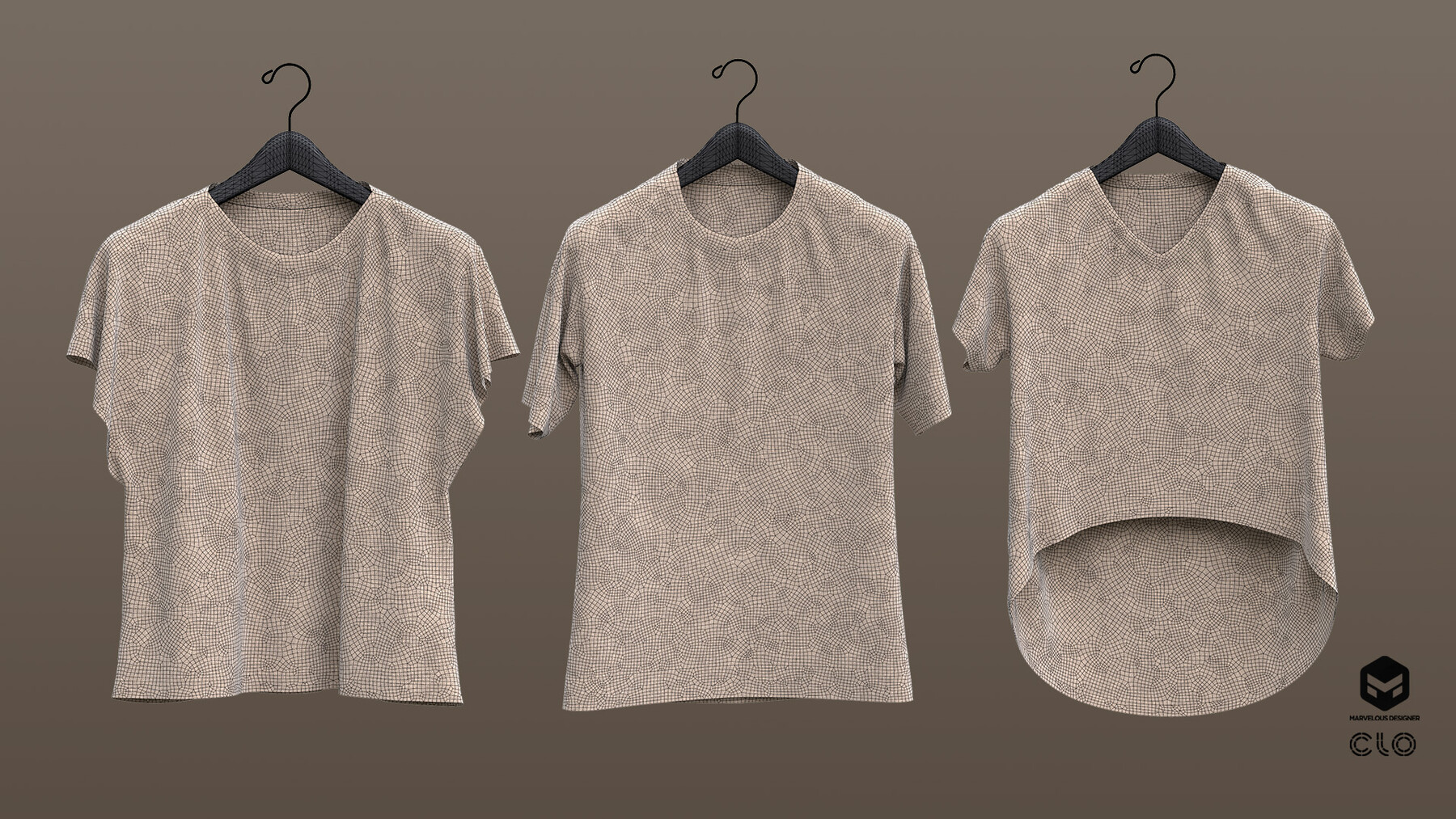 T-shirts on hangers, 3D CAD Model Library