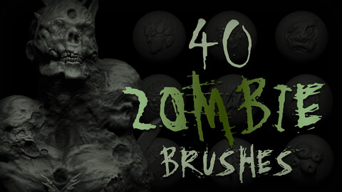 Zbrush + Blender - 40 Zombie VDM Brush