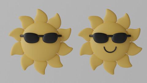 Cartoon Sun With Sunglasses 3D model