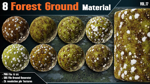 8 Forest Ground Material - Vol.17 ( PBR Textures + SBS File )