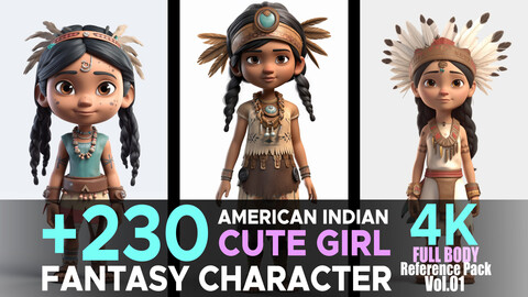 +230 American Indian Little Cute Girl (American Indian Fantasy Character Vol.01) 4K