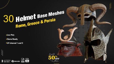 30 Helmet Base Meshes