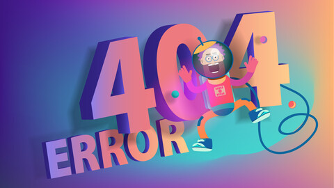 Cartoon astronaut crashes into huge numbers error 404