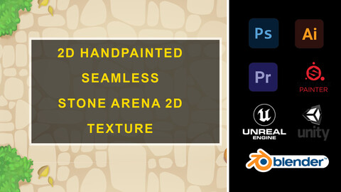 Seamless Stone Ground Cartoony 2D Texture,  digital asset designed to infuse your 2D game art, puzzle games, and arena environments